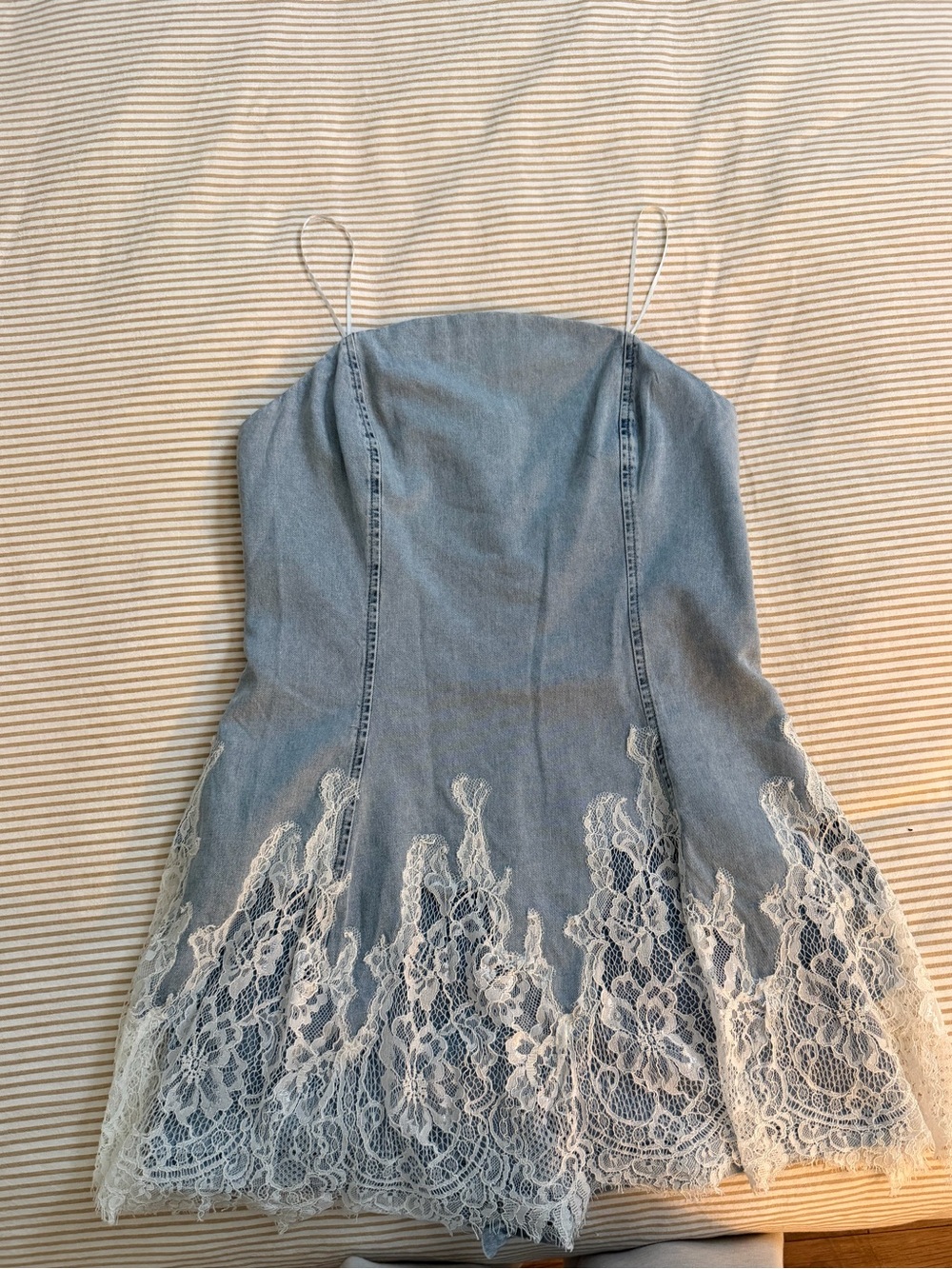 Amanda Uprichard Light Blue Denim Top with White Label